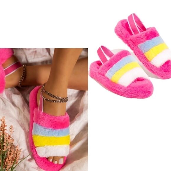 Faux Fur Warm Open Toe Fuzzy Slipper - Picture 3 of 12